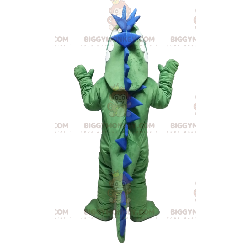 Disfraz de mascota de dinosaurio verde y azul BIGGYMONKEY™. Disfraz de mascota de dinosaurio verde y azul BIGGYMONKEY™.