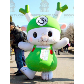 BIGGYMONKEY™ Prei Groen en Wit Konijn Groen Groente Mascotte