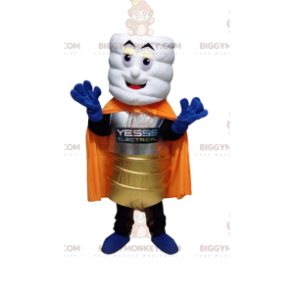 White Stack BIGGYMONKEY™ Mascot Costume with Gold Suit and