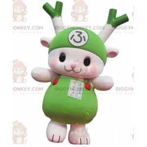 BIGGYMONKEY™ Purjolök Grön och Vit Kanin Grön Grönsaksmaskotdräkt - Kaninmaskot - BIGGYMONKEY_01521 - BiggyMonkey.com