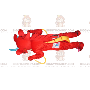 BIGGYMONKEY™ Μασκότ στολή Super Fun Red Dragon με κίτρινα