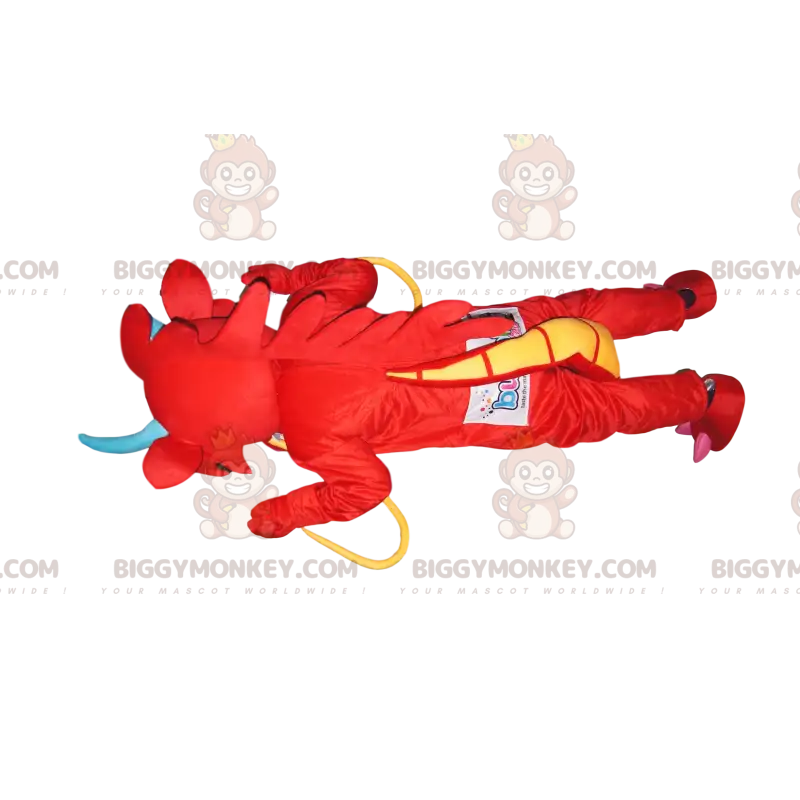 BIGGYMONKEY™ Maskottchenkostüm Super lustiger roter Drache mit BIGGYMONKEY™ Maskottchenkostüm Super lustiger roter Drache mit