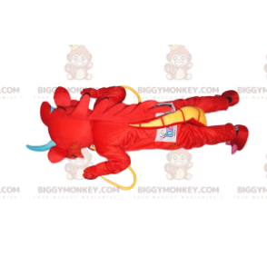 BIGGYMONKEY™ mascottekostuum Superleuke rode draak met gele
