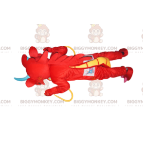 BIGGYMONKEY™ Μασκότ στολή Super Fun Red Dragon με κίτρινα μουστάκια - Μασκότ δράκου - BIGGYMONKEY_012996 - BiggyMonkey.com