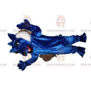 BIGGYMONKEY™ costume da mascotte di lupo blu con bellissima