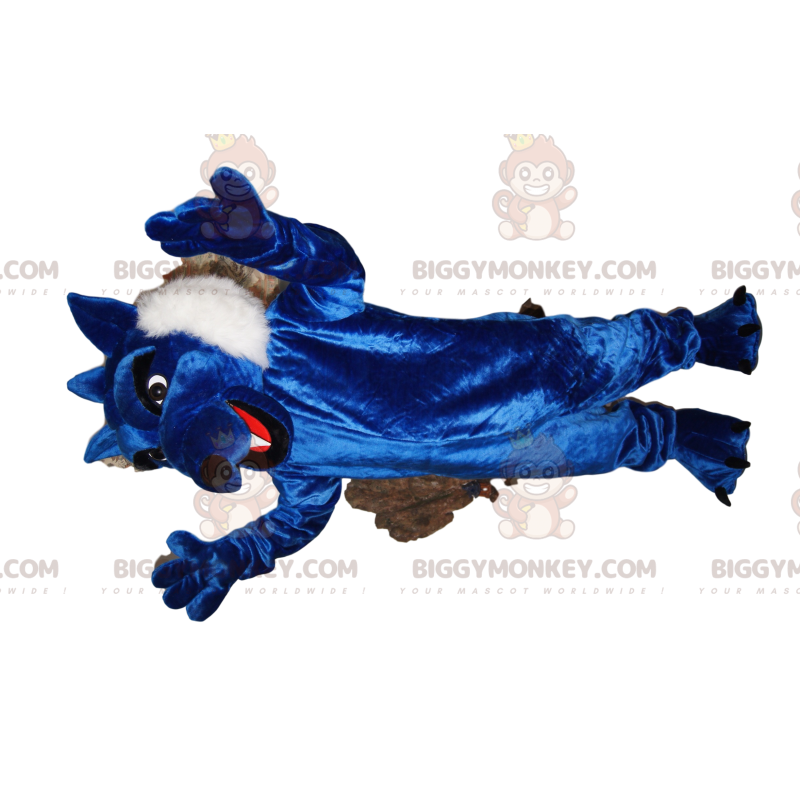 Fato de mascote BIGGYMONKEY™ de lobo azul com pelo bonito. Fato de mascote BIGGYMONKEY™ de lobo azul com pelo bonito.