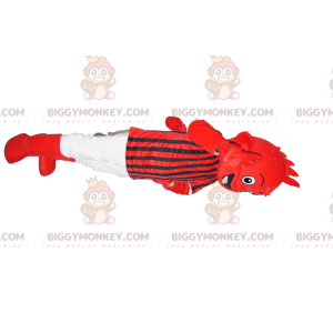 Červený kostým maskota vetřelce BIGGYMONKEY™ v červenočerném
