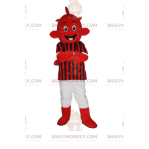 Červený kostým maskota vetřelce BIGGYMONKEY™ v červenočerném sportovním oblečení - Monster maskoti - BiggyMonkey.com
