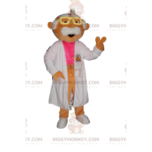 Mustachioed Scientist BIGGYMONKEY™ Mascot Costume with White