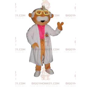 Mustachioed Scientist BIGGYMONKEY™ Mascot Costume with White