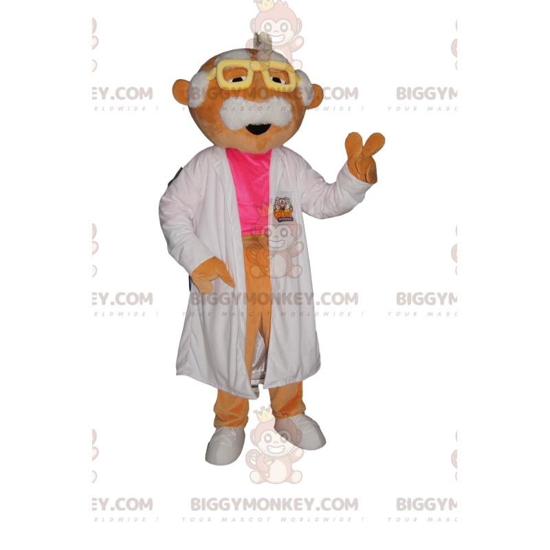 Costume da mascotte BIGGYMONKEY™ da scienziato baffuto con Costume da mascotte BIGGYMONKEY™ da scienziato baffuto con