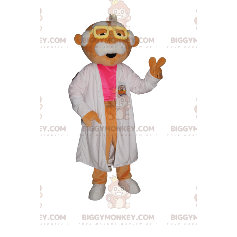 Mustachioed Scientist BIGGYMONKEY™ Mascot Costume with White