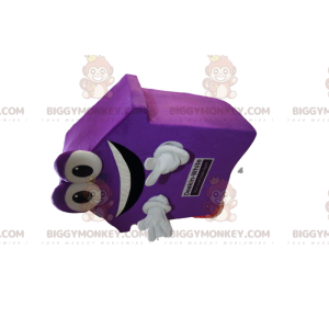 Very smiling purple house BIGGYMONKEY™ mascot costume. house