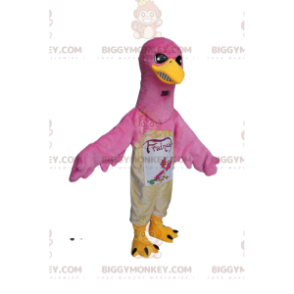 Pink eagle BIGGYMONKEY™ mascot costume with an intense gaze.