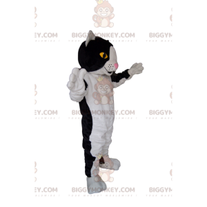 Sort og hvid kat BIGGYMONKEY™ maskot kostume. Sort og hvid