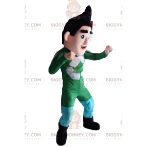 Recycling Superhero BIGGYMONKEY™ Mascot Costume in Green Outfit