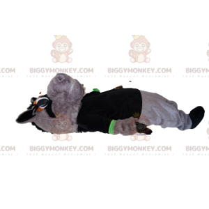 BIGGYMONKEY™ maskotkostume af grå hest med sort t-shirt. heste