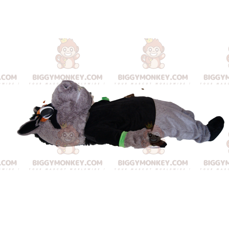 BIGGYMONKEY™ mascottekostuum van grijs paard met een zwart BIGGYMONKEY™ mascottekostuum van grijs paard met een zwart