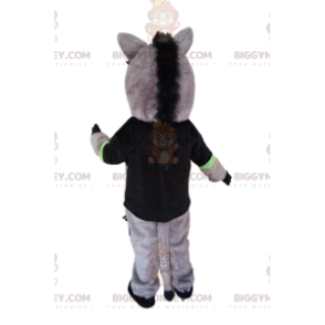 BIGGYMONKEY™ Maskottchenkostüm eines grauen Pferdes mit einem