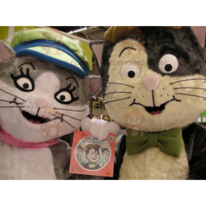 2 BIGGYMONKEY™s Katzen-Maskottchen, eines grau und weiß, das