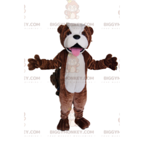 Disfraz de mascota Bulldog marrón y blanco BIGGYMONKEY™.