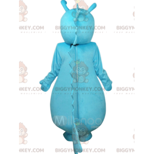 Traje de mascote de dinossauro azul e branco BIGGYMONKEY™.