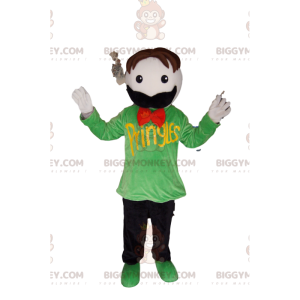 Kostium maskotka z wąsami BIGGYMONKEY™ z zieloną koszulką -