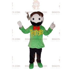 Schnurrbart-Mann BIGGYMONKEY™ Maskottchen-Kostüm mit grünem