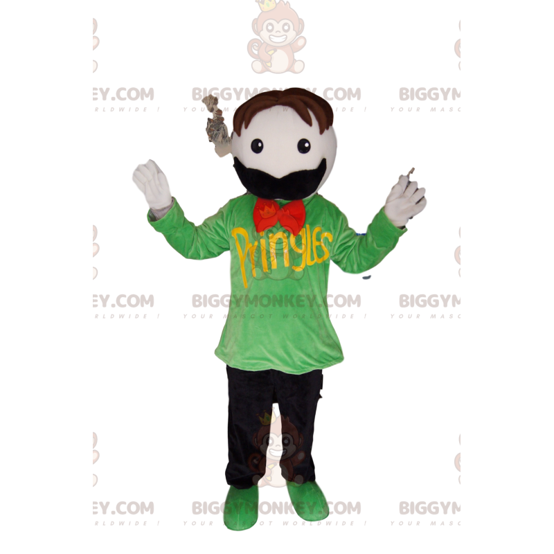 Kostium maskotka z wąsami BIGGYMONKEY™ z zieloną koszulką - Kostium maskotka z wąsami BIGGYMONKEY™ z zieloną koszulką -
