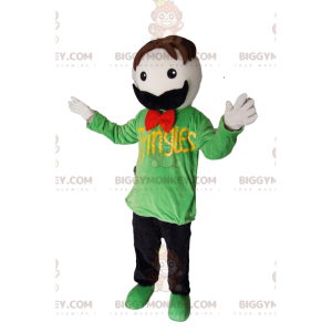 Kostým knírek BIGGYMONKEY™ maskota se zeleným tričkem - Pánské maskoti - BIGGYMONKEY_013029 - BiggyMonkey.com