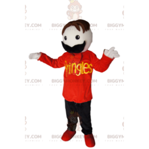 BIGGYMONKEY™ Costume da mascotte uomo baffi con t-shirt rossa -