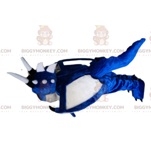 Blau-weißer Drache BIGGYMONKEY™ Maskottchen-Kostüm. Drachen