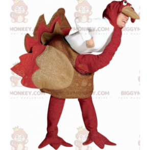 Roter und brauner Strauß BIGGYMONKEY™ Maskottchenkostüm mit