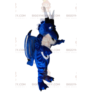 Sinivalkoinen lohikäärme BIGGYMONKEY™ maskottiasu. lohikäärme puku - Lohikäärmeen maskotti - BiggyMonkey.com