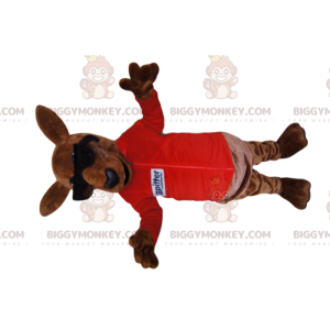 Καφέ καγκουρό με κοστούμι μασκότ BIGGYMONKEY™ Red Jersey -