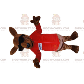 Καφέ καγκουρό με κοστούμι μασκότ BIGGYMONKEY™ Red Jersey -