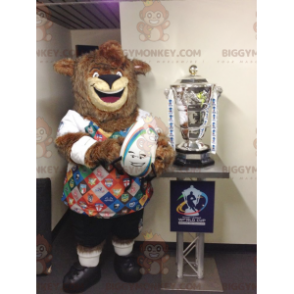BIGGYMONKEY™ volledig harige bruine beer mascottekostuum met