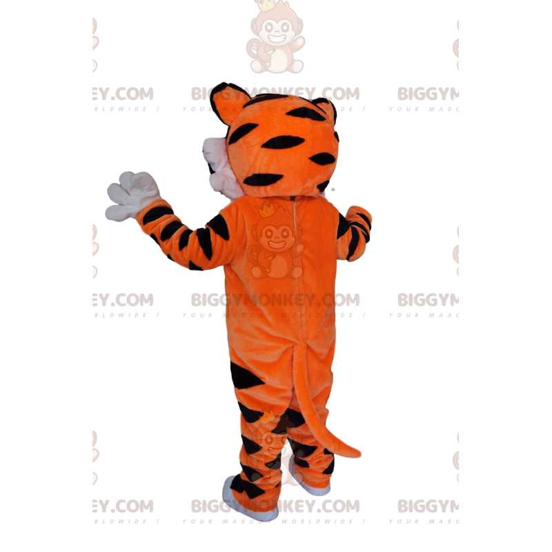 Costume de mascotte BIGGYMONKEY™ de tigre très enthousiaste. Costume de mascotte BIGGYMONKEY™ de tigre très enthousiaste.