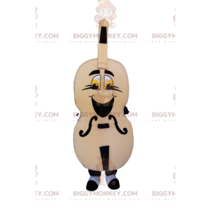 Meget entusiastisk beige cello BIGGYMONKEY™ maskotkostume. -