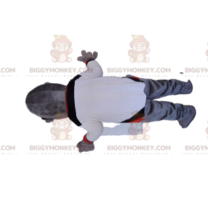 BIGGYMONKEY™ Maskottchenkostüm eines grauen Affen mit weißem