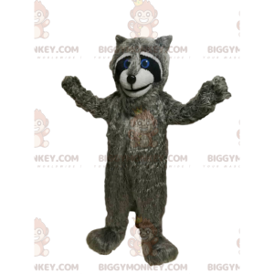 BIGGYMONKEY™ Mascot Costume of Gray Raccoon with Beautiful Blue