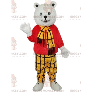 Kostium maskotka niedźwiedź polarny BIGGYMONKEY™ ze strojem w