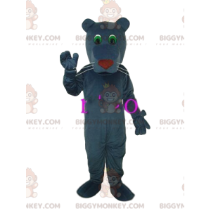 BIGGYMONKEY™ mascottekostuum van grijze panter met mooie groene