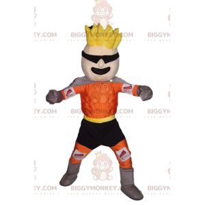 BIGGYMONKEY™ mascottekostuum van blonde man in sportieve oranje