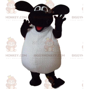 Costume de mascotte BIGGYMONKEY™ de mouton blanc et noir très