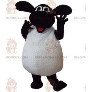 Very Enthusiastic White and Black Sheep BIGGYMONKEY™ Mascot