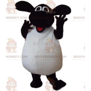Velmi nadšený kostým maskota bílé a černé ovce BIGGYMONKEY™. - Ovčí maskoti - BIGGYMONKEY_013049 - BiggyMonkey.com