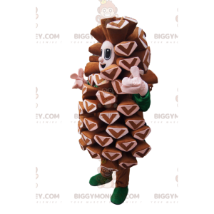 Costume de mascotte BIGGYMONKEY™ de pigne de pin marron.