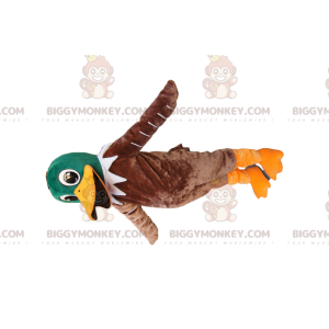 Costume de mascotte BIGGYMONKEY™ de canard vert et marron très