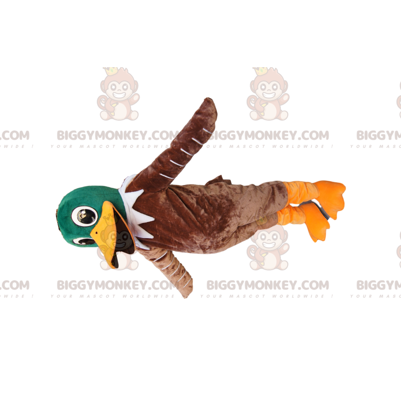 Disfraz de mascota BIGGYMONKEY™ de pato verde y marrón muy Disfraz de mascota BIGGYMONKEY™ de pato verde y marrón muy